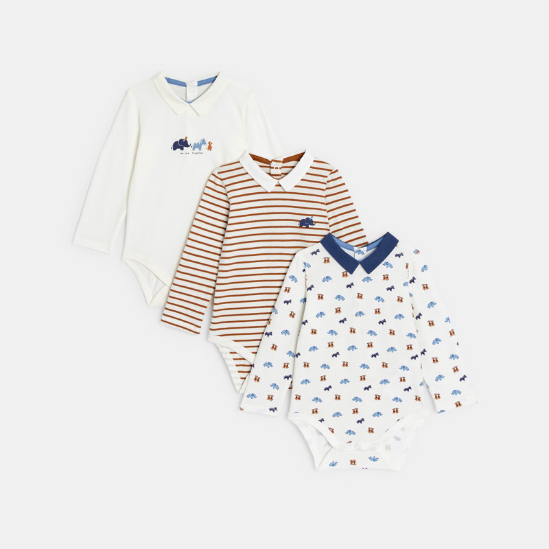 Langarm-Body Tiere blau Kleinkind Junge