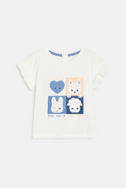 T-shirt ludique animaux bleu bébé fille 1