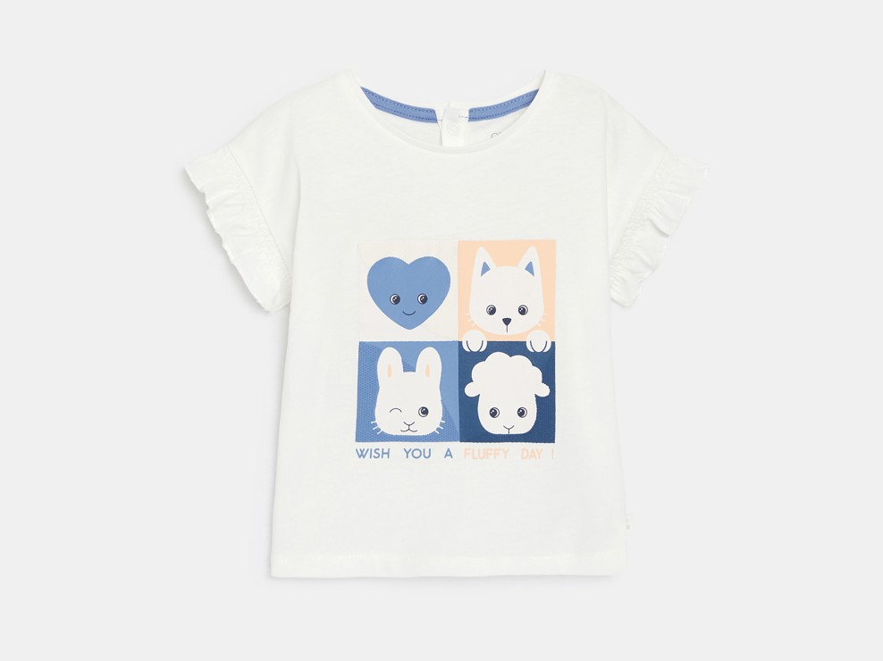 Blauw ludiek T-shirt met dierenprint voor babymeisjes 1