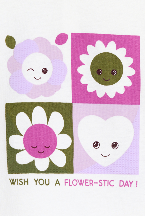 T-shirt ludique fleurs mauve bébé fille