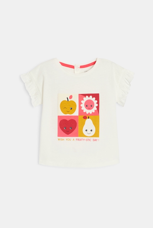 T-shirt ludique fruits rouge bébé fille 1