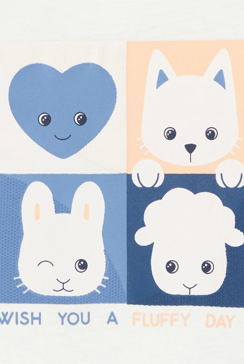 T-shirt ludique animaux bleu bébé fille 2