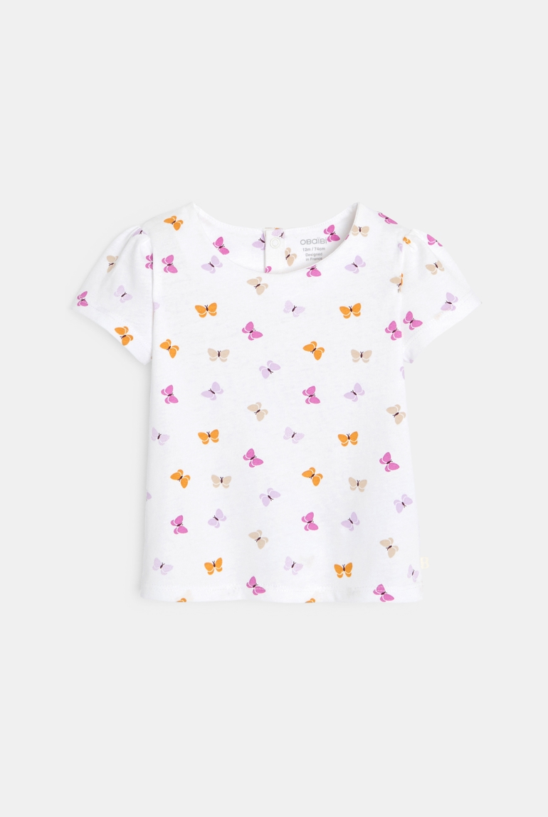 T-shirt papillons blanc bébé fille 1