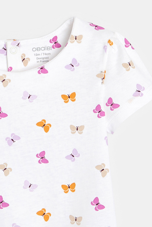 T-shirt papillons blanc bébé fille