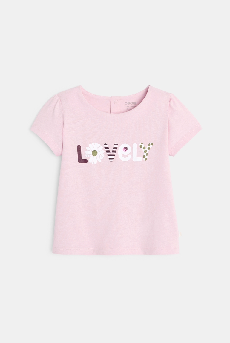 T-shirt à message rose pâle bébé fille 1