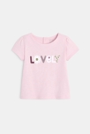 T-shirt à message rose pâle bébé fille