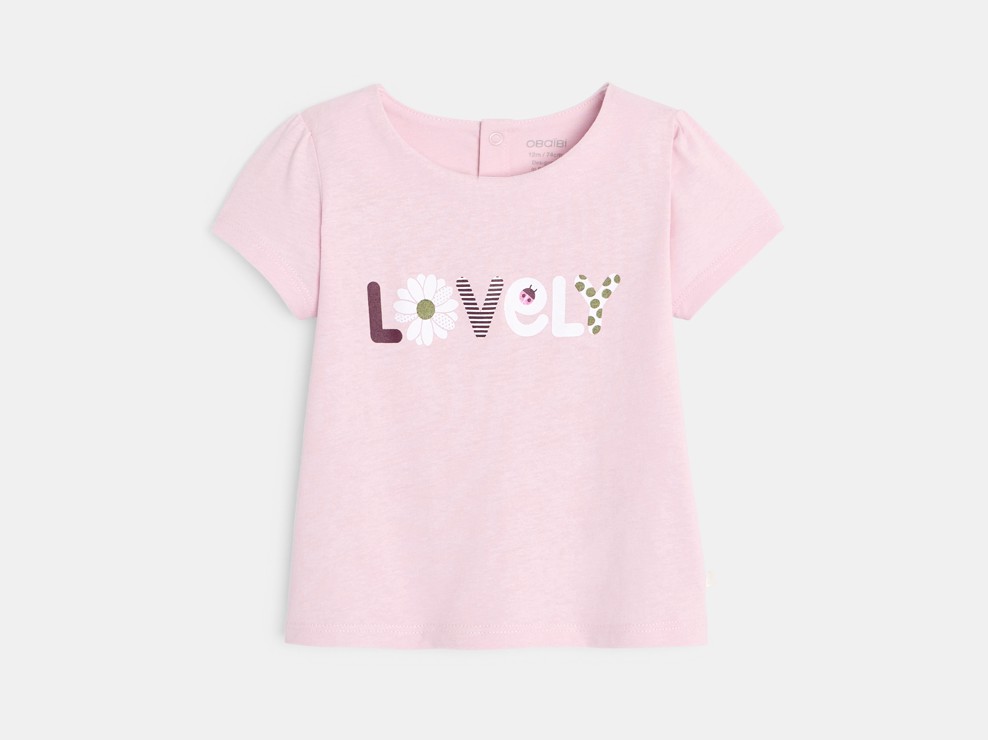 T-shirt rosa pallido con scritta per neonata 1