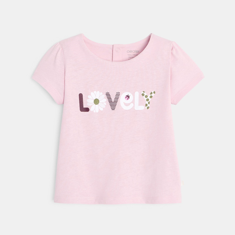 Blassrosa T-Shirt mit Schriftzug Kleinkind Mädchen