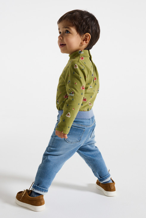 Baby girl's light blue denim stretch jeggings 1