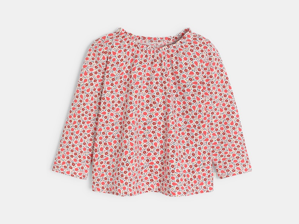 Blouse fleurs et fruits rouge bébé fille 1