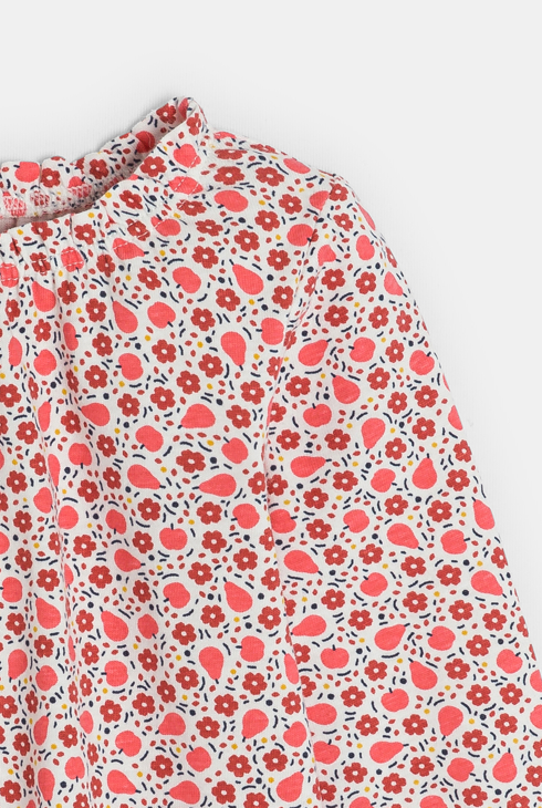 Blouse fleurs et fruits rouge bébé fille