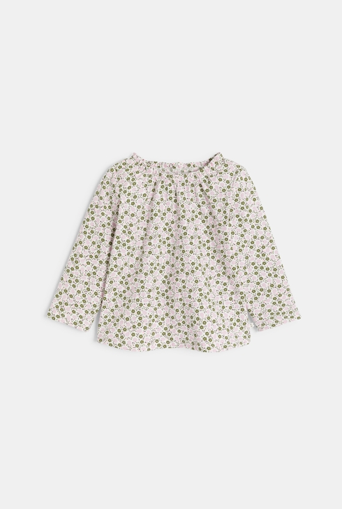 Blouse fleurs et fruits mauve bébé fille