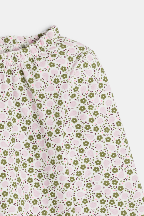 Blouse fleurs et fruits mauve bébé fille