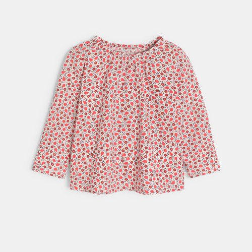 Blouse Fleurs Et Fruits Rouge Bébé Fille - Imprimé Multicolore - 3M - OBAIBI