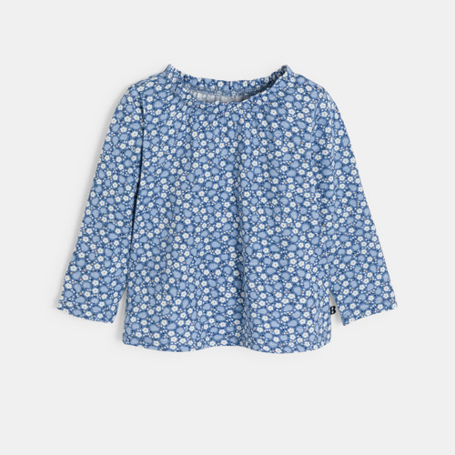 Blouse Fleurs Et Fruits Bleu Bébé Fille - Imprimé Bleu - 3M - OBAIBI