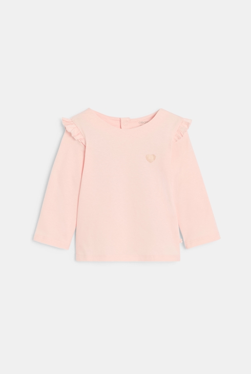 Top manches longues à volants rose bébé fille 1