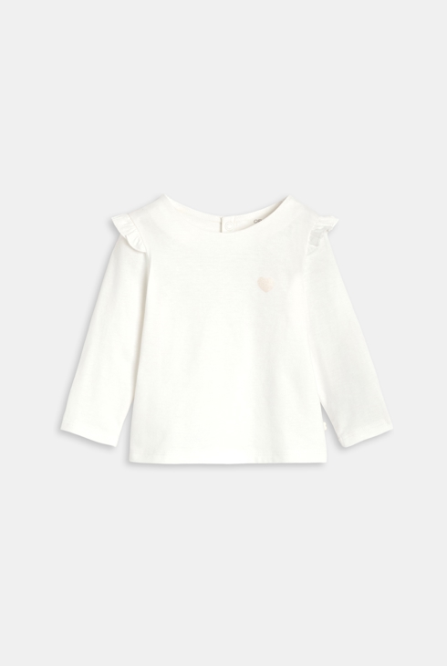 Top manches longues à volants blanc bébé fille 1
