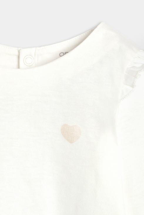 Langarm-T-Shirt Volants weiß Kleinkind Mädchen