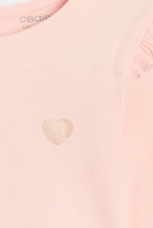 Langarm-T-Shirt Volants rosa Kleinkind Mädchen 2