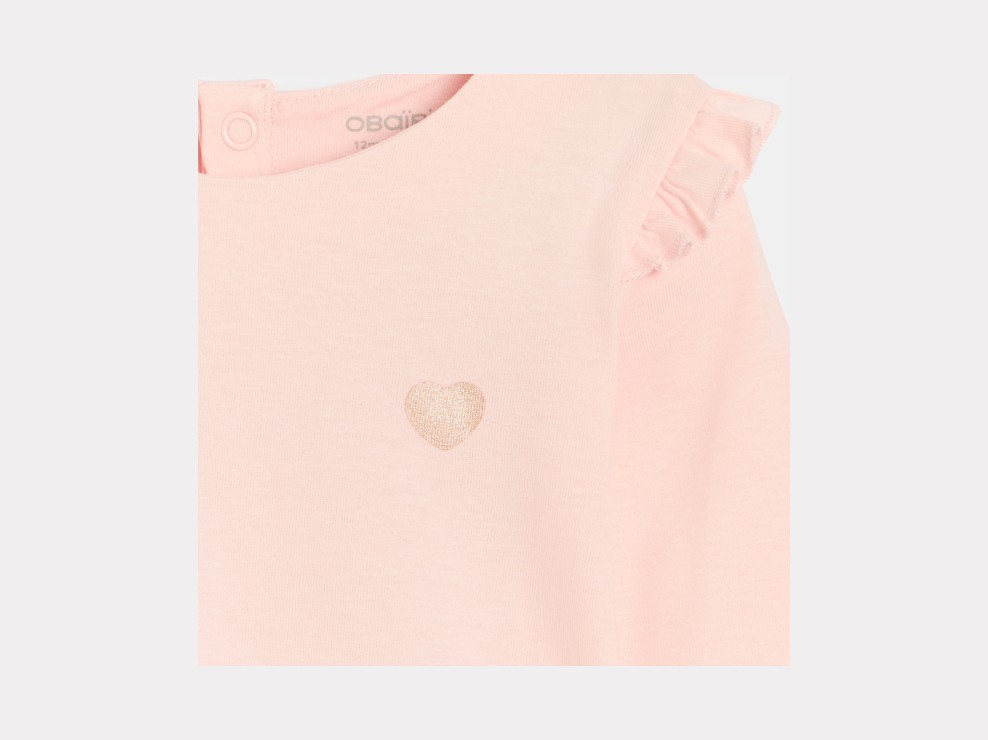 Top manches longues à volants rose bébé fille 2