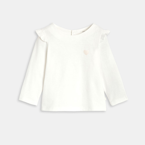 Top Manches Longues À Volants Blanc Bébé Fille - Blanc Écru - 23M - OBAIBI