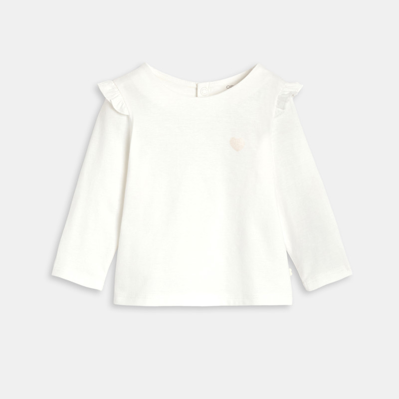 Langarm-T-Shirt Volants weiß Kleinkind Mädchen