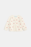 Gilet maille tricot fleurs brodées blanc bébé fille