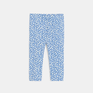 Legging fleuri bleu bébé fille