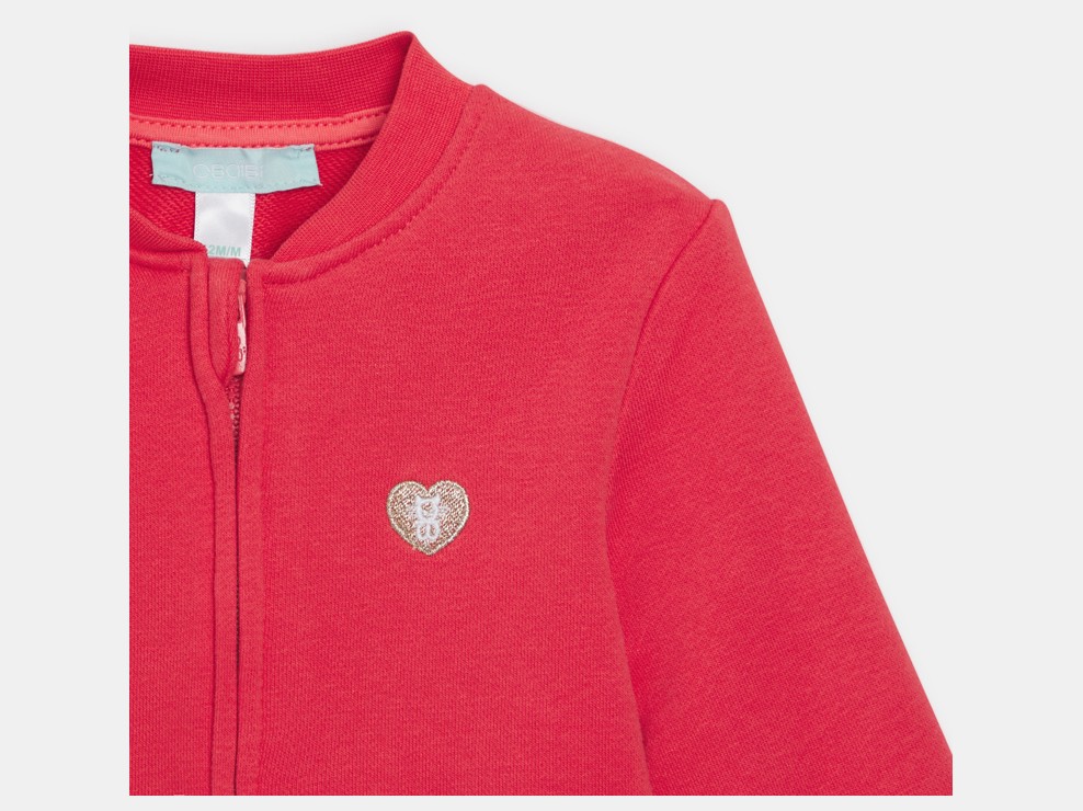 Sweat zippé molleton rouge bébé fille 2