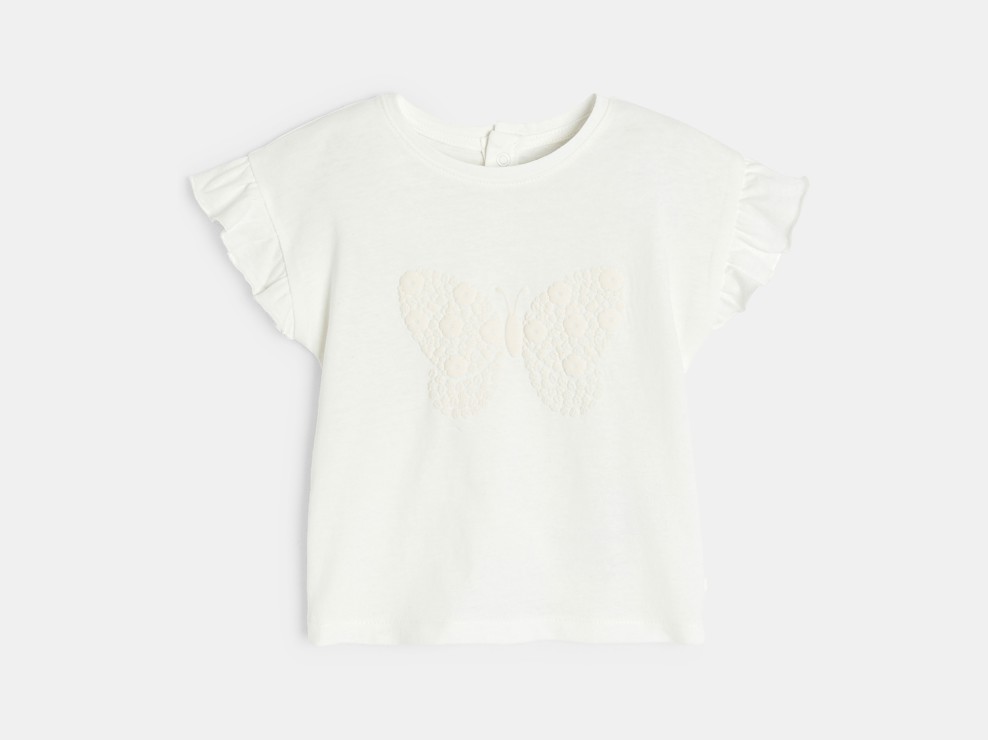 T-Shirt Schmetterling Rüschenärmel weiß Kleinkind Mädchen 1