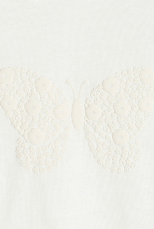 T-shirt papillon manches volantées blanc bébé fille