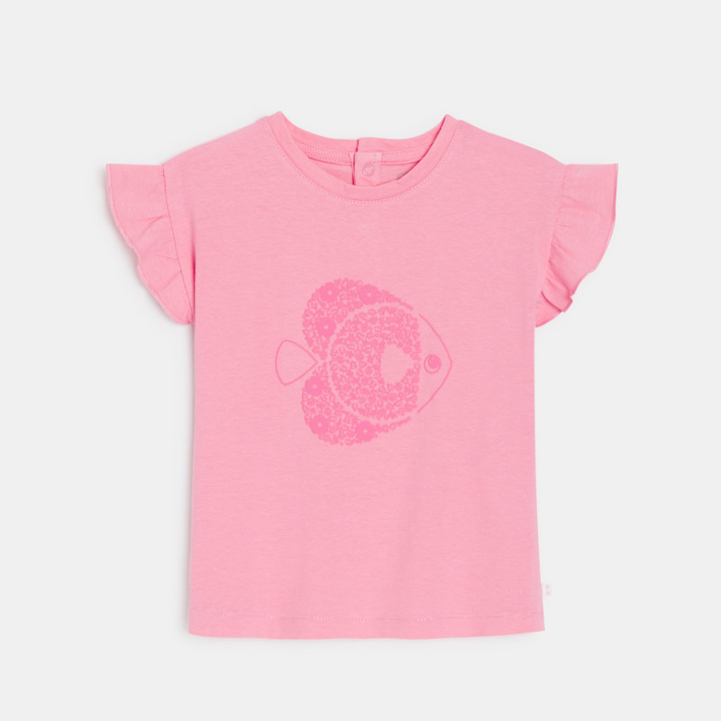 Rosa T-Shirt Fisch Rüschenärmel Kleinkind Mädchen