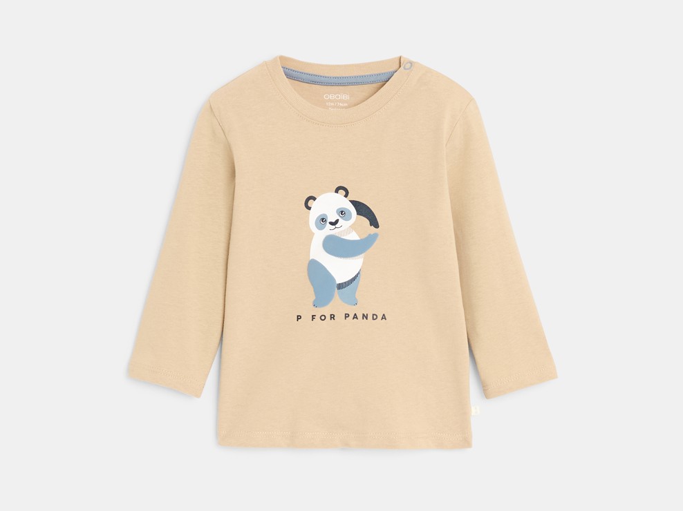 Beiges T-Shirt Tiermotiv Kleinkind Junge 1