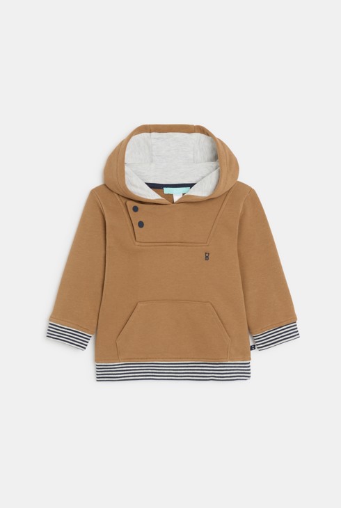 Bruine fleece sweater met kap voor babyjongens 1