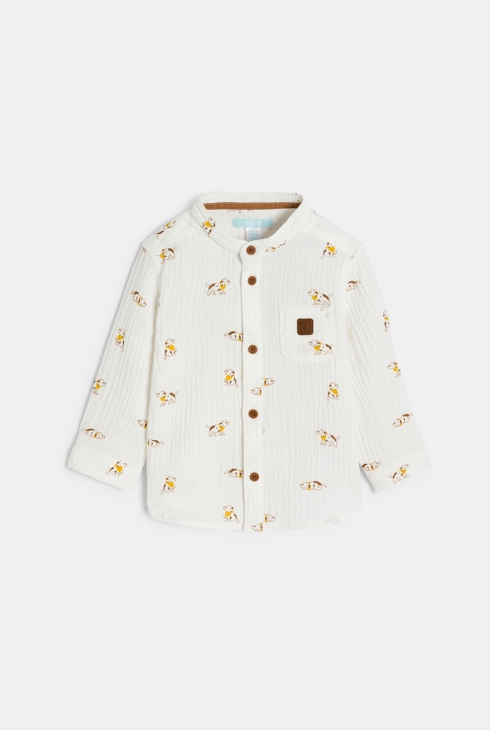 Chemise gaze de coton chiens blanc bébé garçon 1