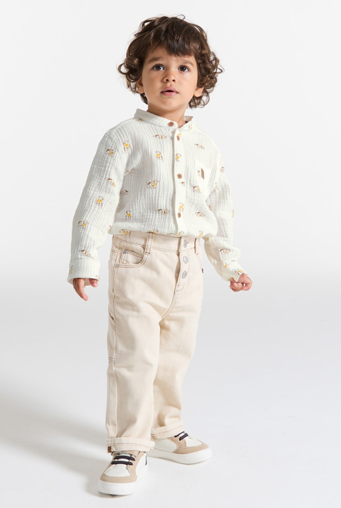 Chemise gaze de coton chiens blanc bébé garçon 1