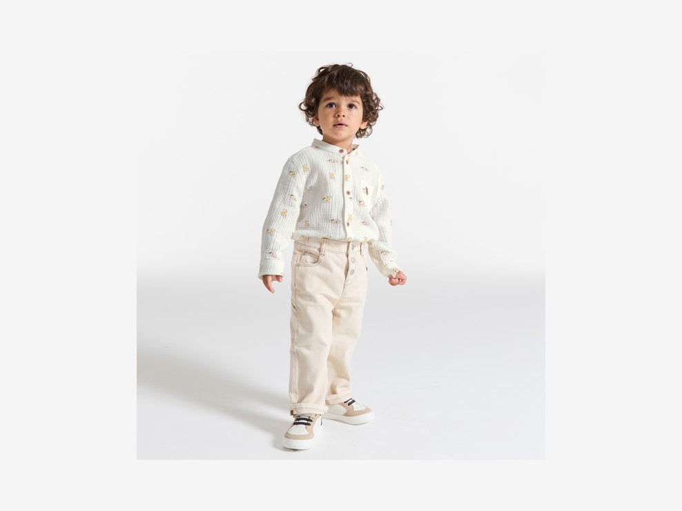 Chemise gaze de coton chiens blanc bébé garçon 1