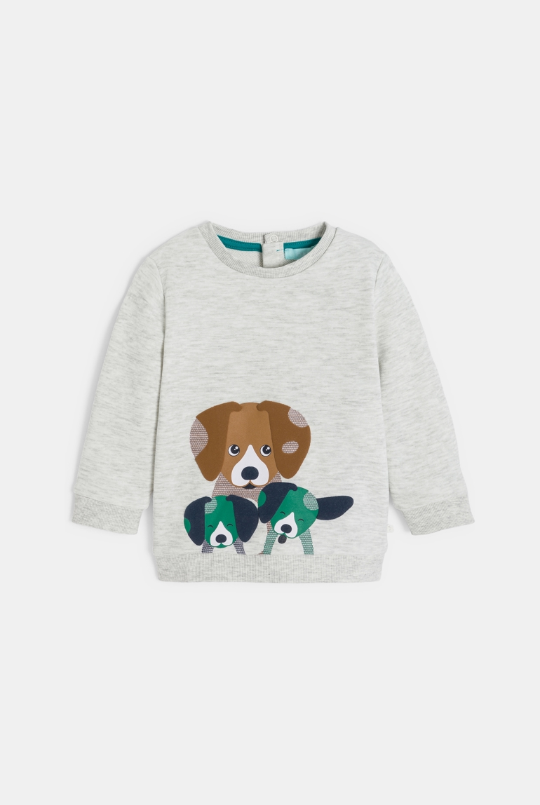 Sweat molleton chien gris bébé garçon 1