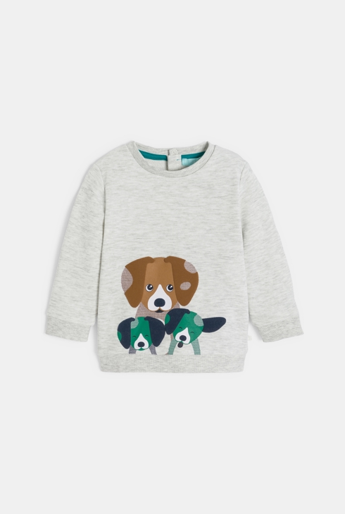 Sweat molleton chien gris bébé garçon