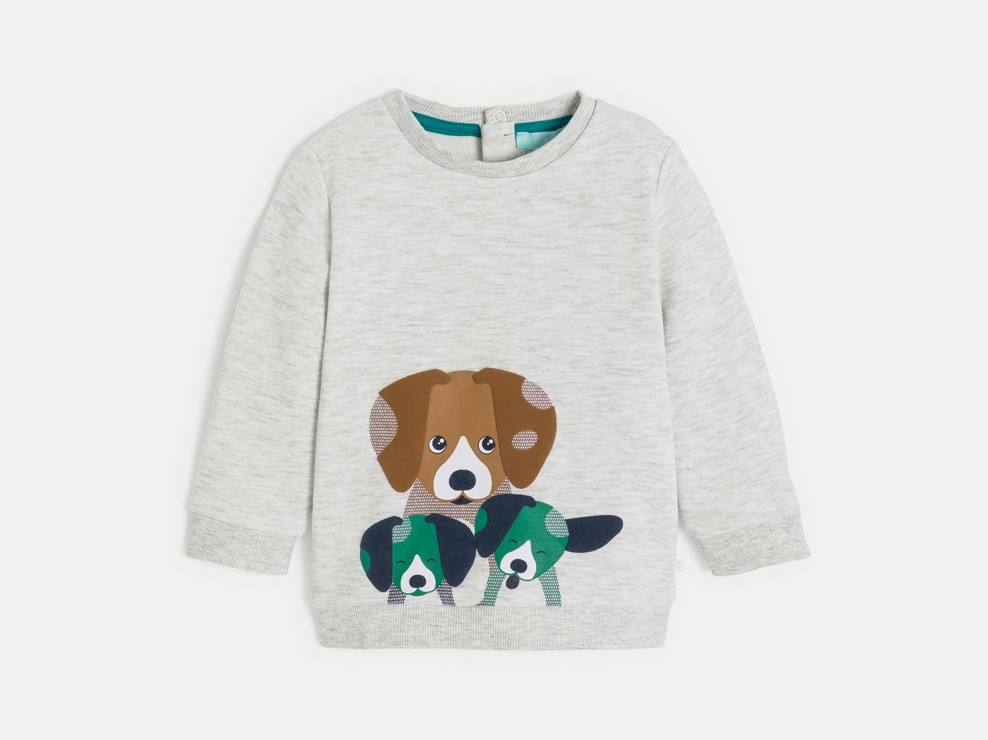 Molton-Sweatshirt Hund grau Kleinkind Junge 1