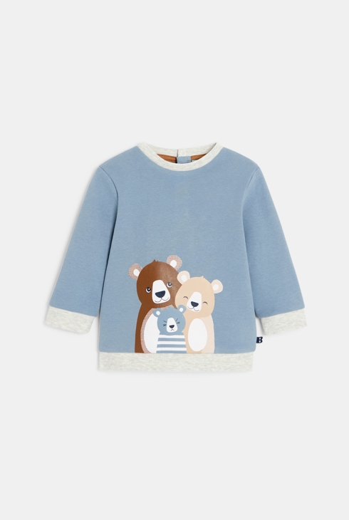 Sweat molleton ours bleu bébé garçon 1