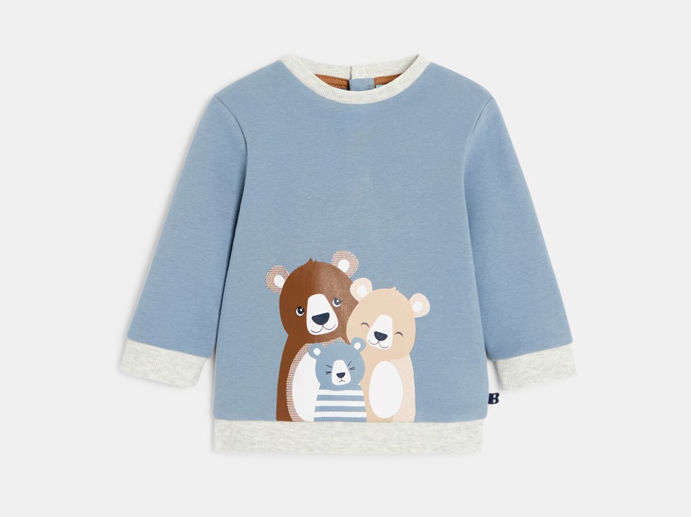 Sudadera muletón oso azul bebé niño 1