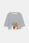 Sweat molleton chat rayé bleu bébé garçon
