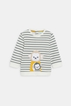 Sweat molleton singe rayé gris bébé garçon