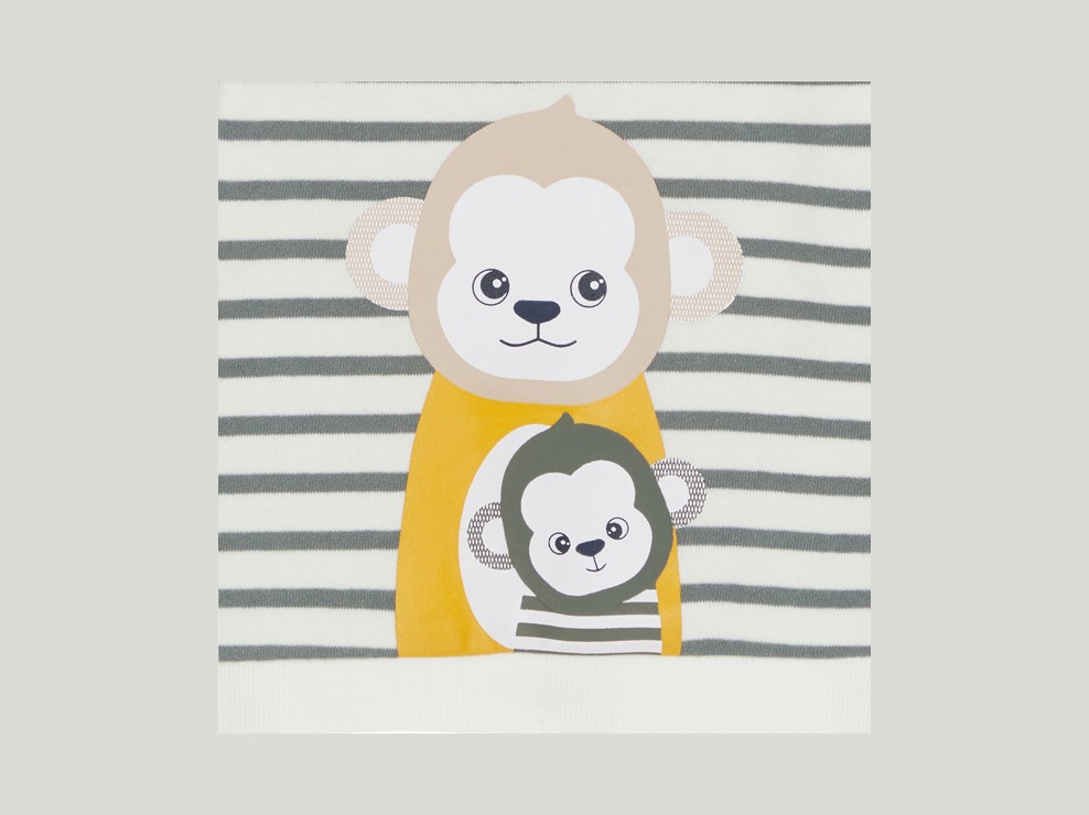 Molton-Sweatshirt Affe gestreift grau Kleinkind Junge 2