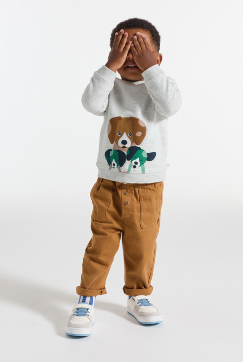Molton-Sweatshirt Hund grau Kleinkind Junge 1