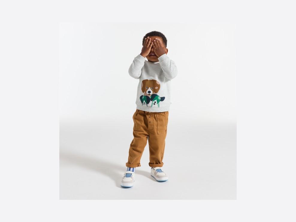 Molton-Sweatshirt Hund grau Kleinkind Junge 1