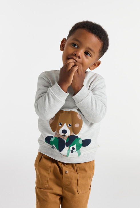 Sweat molleton chien gris bébé garçon 2