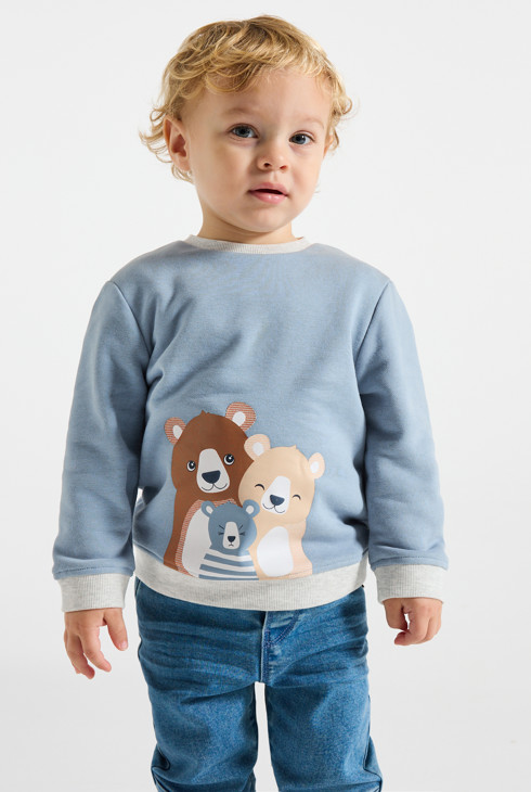 Sweat molleton ours bleu bébé garçon 2