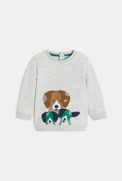 Molton-Sweatshirt Hund grau Kleinkind Junge 2
